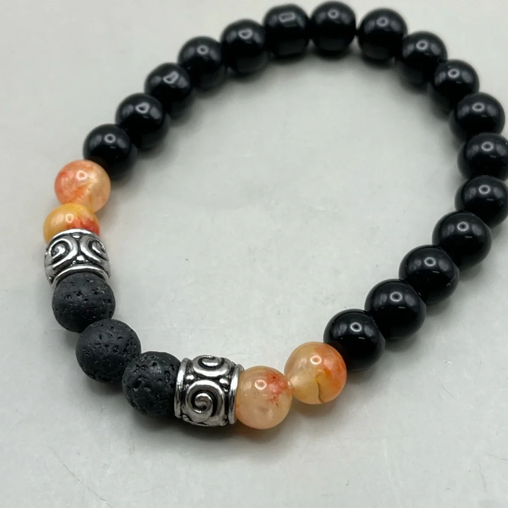 Black and Orange Beaded Bracelet